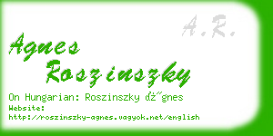 agnes roszinszky business card